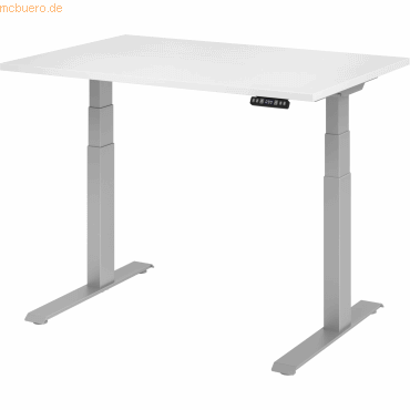 mcbuero.de Sitz-Steh-Schreibtisch elektrisch 120x80cm Weiß/Silber von mcbuero.de