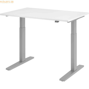 mcbuero.de Sitz-Steh-Schreibtisch elektrisch 120x80cm Weiß/Silber mcbuero.de Sitz-Steh-Schreibtisch elektrisch 120x80cm Weiß/Silber von mcbuero.de