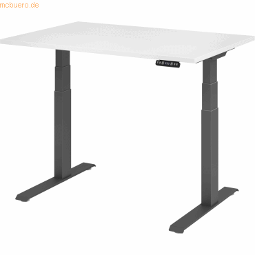 mcbuero.de Sitz-Steh-Schreibtisch elektrisch 120x80cm Weiß/Silber von mcbuero.de