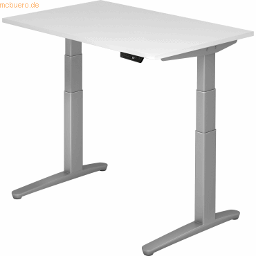 mcbuero.de Sitz-Steh-Schreibtisch elektrisch 120x80cm Weiß/Silber von mcbuero.de
