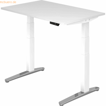 mcbuero.de Sitz-Steh-Schreibtisch elektrisch 120x80cm Weiß/Weiß-alu von mcbuero.de
