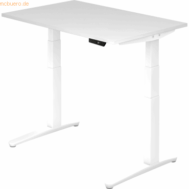 mcbuero.de Sitz-Steh-Schreibtisch elektrisch 120x80cm Weiß/Weiß von mcbuero.de