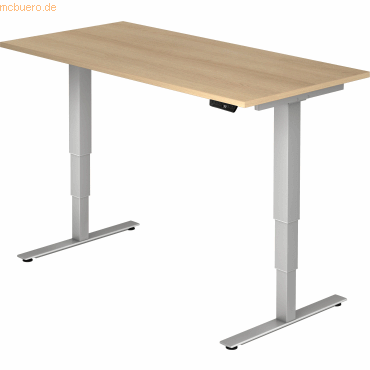 mcbuero.de Sitz-Steh-Schreibtisch elektrisch 160x80 -128,5cm Eiche/Sil von mcbuero.de