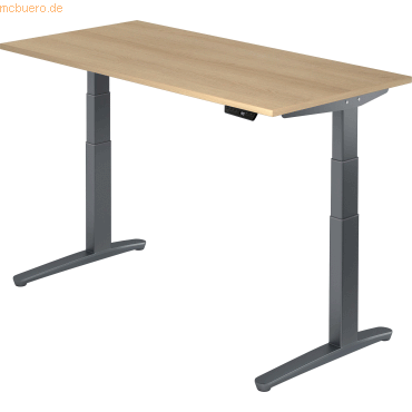 mcbuero.de Sitz-Steh-Schreibtisch elektrisch 160x80cm Eiche/Graphit mcbuero.de Sitz-Steh-Schreibtisch elektrisch 160x80cm Eiche/Graphit von mcbuero.de