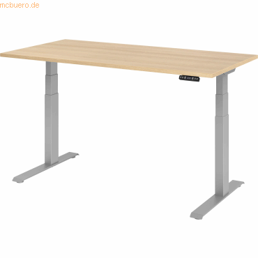 mcbuero.de Sitz-Steh-Schreibtisch elektrisch 160x80cm Eiche/Silber von mcbuero.de