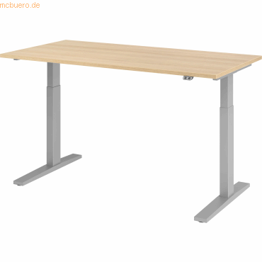 mcbuero.de Sitz-Steh-Schreibtisch elektrisch 160x80cm Eiche/Silber von mcbuero.de