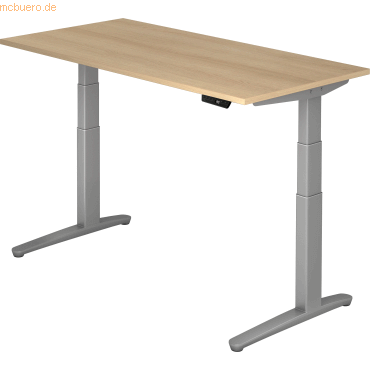 mcbuero.de Sitz-Steh-Schreibtisch elektrisch 160x80cm Eiche/silber von mcbuero.de