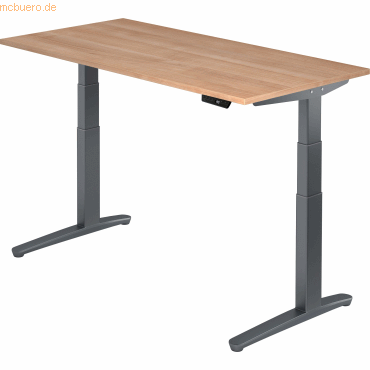 mcbuero.de Sitz-Steh-Schreibtisch elektrisch 160x80cm Nussbaum/Graphit mcbuero.de Sitz-Steh-Schreibtisch elektrisch 160x80cm Nussbaum/Graphit von mcbuero.de