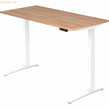 mcbuero.de Sitz-Steh-Schreibtisch elektrisch 160x80cm Nussbaum/Weiß von mcbuero.de
