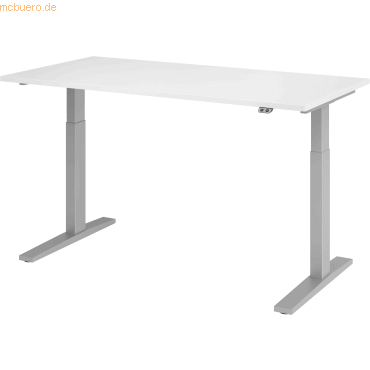 mcbuero.de Sitz-Steh-Schreibtisch elektrisch 160x80cm Weiß/Silber von mcbuero.de