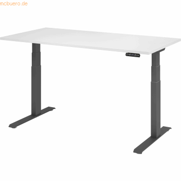 mcbuero.de Sitz-Steh-Schreibtisch elektrisch 160x80cm Weiß/Silber von mcbuero.de
