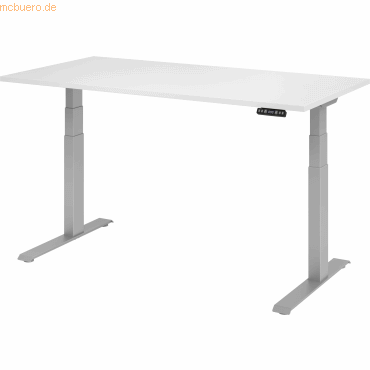mcbuero.de Sitz-Steh-Schreibtisch elektrisch 160x80cm Weiß/Silber von mcbuero.de
