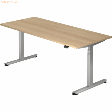 mcbuero.de Sitz-Steh-Schreibtisch elektrisch 180x80 -127cm Eiche/Silbe von mcbuero.de