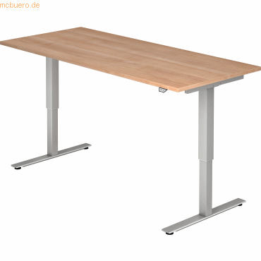 mcbuero.de Sitz-Steh-Schreibtisch elektrisch 180x80cm Nussbaum/Silber von mcbuero.de