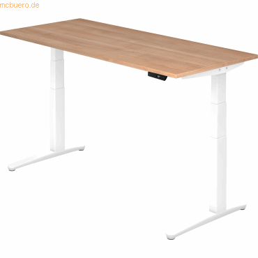 mcbuero.de Sitz-Steh-Schreibtisch elektrisch 180x80cm Nussbaum/Weiß von mcbuero.de