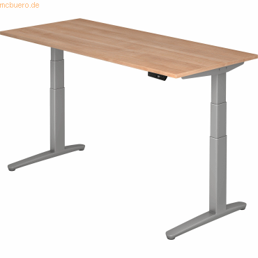 mcbuero.de Sitz-Steh-Schreibtisch elektrisch 180x80cm Nussbaum/silber von mcbuero.de