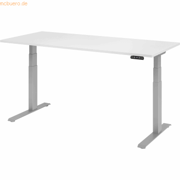 mcbuero.de Sitz-Steh-Schreibtisch elektrisch 180x80cm Weiß/Silber von mcbuero.de