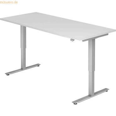 mcbuero.de Sitz-Steh-Schreibtisch elektrisch 180x80cm Weiß/Silber von mcbuero.de