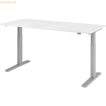 mcbuero.de Sitz-Steh-Schreibtisch elektrisch 180x80cm Weiß/Silber von mcbuero.de