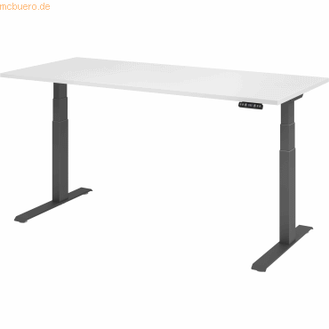mcbuero.de Sitz-Steh-Schreibtisch elektrisch 180x80cm Weiß/Silber von mcbuero.de