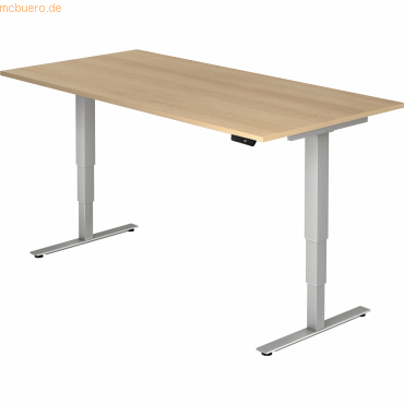 mcbuero.de Sitz-Steh-Schreibtisch elektrisch 200x100 -128,5cm Eiche/Si von mcbuero.de