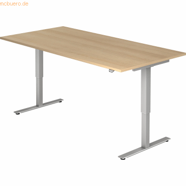 mcbuero.de Sitz-Steh-Schreibtisch elektrisch 200x100cm Eiche/Silber von mcbuero.de