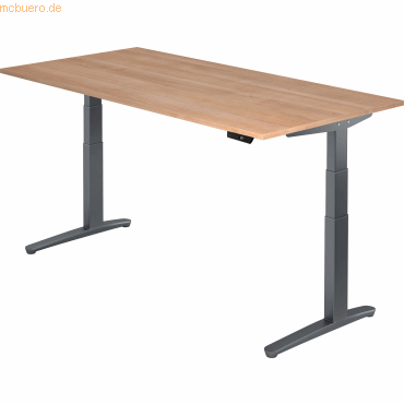 mcbuero.de Sitz-Steh-Schreibtisch elektrisch 200x100cm Nussbaum/Graphi von mcbuero.de