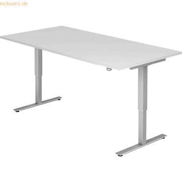 mcbuero.de Sitz-Steh-Schreibtisch elektrisch 200x100cm Weiß/Silber von mcbuero.de