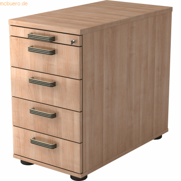mcbuero.de Standcontainer 80cm 4 Schub Schloss Streifengriff Nussbaum von mcbuero.de