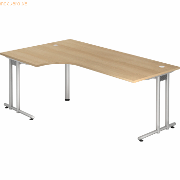 mcbuero.de Winkeltisch 200x120cm 90 Grad Eiche/Silber mcbuero.de Winkeltisch 200x120cm 90 Grad Eiche/Silber von mcbuero.de