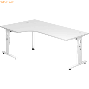 mcbuero.de Winkeltisch C-Fuß 200x120cm 90 Grad Weiß/Weiß von mcbuero.de