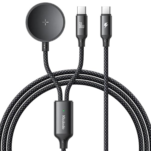 2 in 1 Ladegerät Kompatibel mit Samsung Galaxy Watch 7/Ultra/6/6 Classic/5/5 Pro/4/4 Classic/3/Active 2/Active 1 Galaxy Magnetisches USB C Ladekabel 1.2M von mcdodo