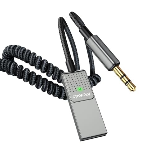 Mcdodo Bluetooth Aux Adapter für Auto,5.3 Aux Adapter Auto KFZ,Kopfhörer,Lautsprecher, Heimkino und Verstärker, USB zu 3.5mm Buchse Bluetooth Empfänger für Sprachnavigation von mcdodo