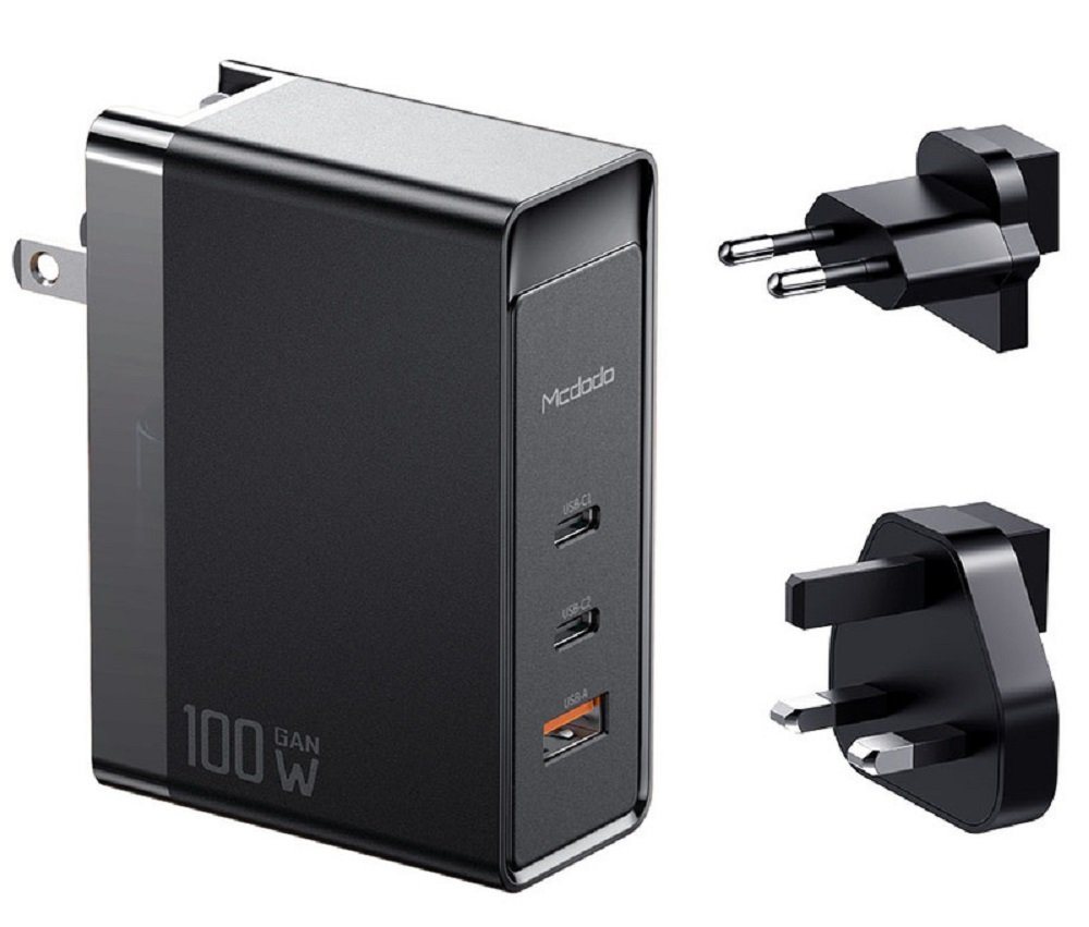 mcdodo 100W GaN 3 Port Fast Charger 2xTyp-C USB Anschlüsse Schnellladegerät Smartphone-Ladegerät von mcdodo