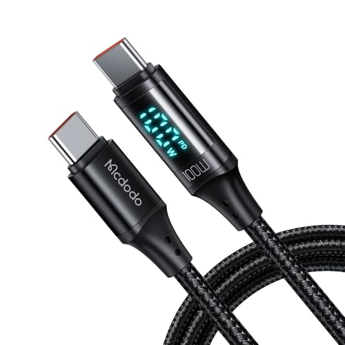 Mcdodo 100W USB C auf USB C Kabel Schnellladekabel Ladekabel mit LED Display PD 5A Kompatibel mit iPhone 15/15 Pro/15 Pro Max MacBook Pro Air iPad Pro Mcdodo 100W USB C auf USB C Kabel Schnellladekabel Ladekabel mit LED Display PD 5A Kompatibel mit iPhone 15/15 Pro/15 Pro Max MacBook Pro Air iPad Pro von Mcdodo