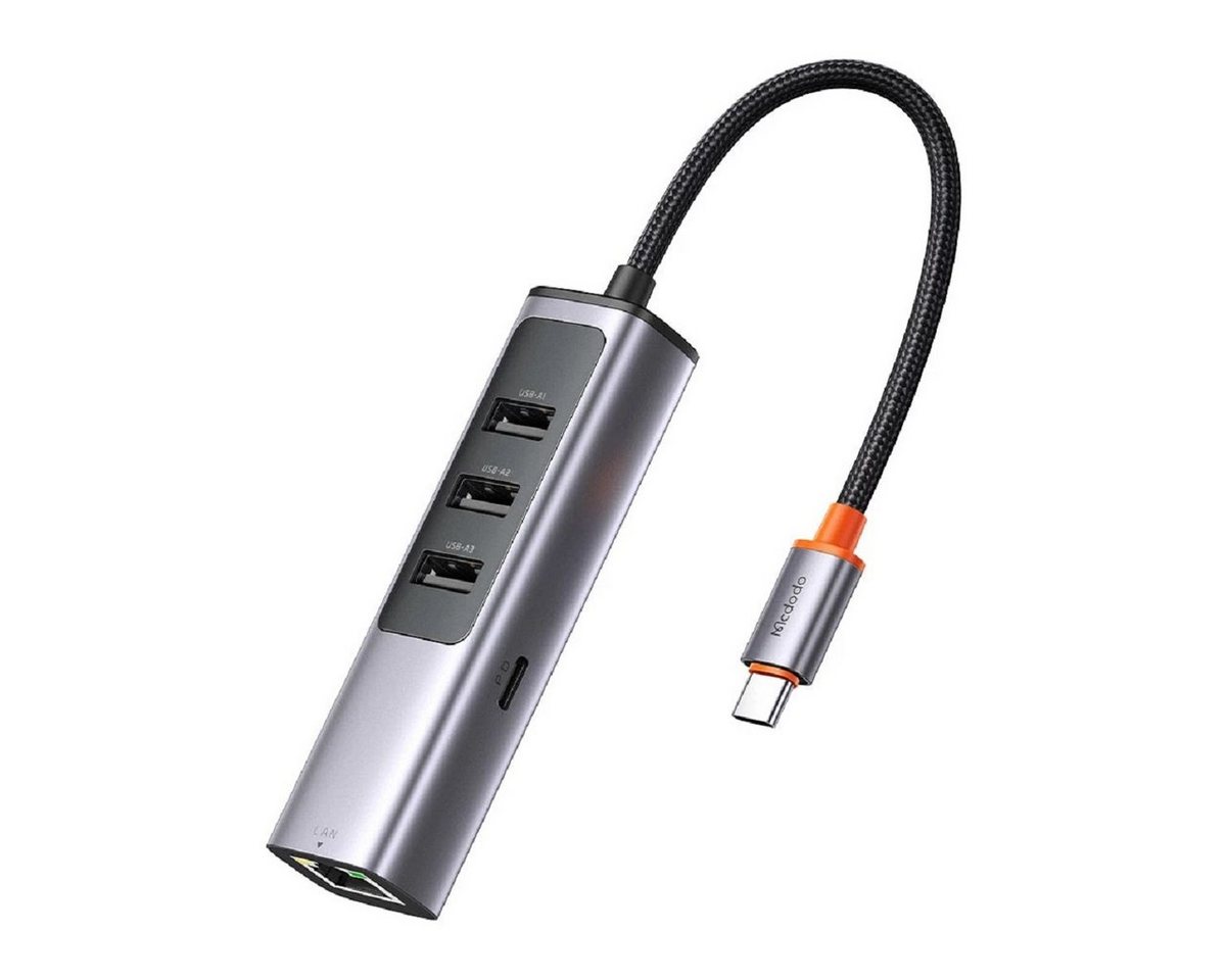 mcdodo 5 in 1 100W PD Type C Port + 3 Port USB Hub + LAN Port USB Hub Smartphone-Adapter von mcdodo