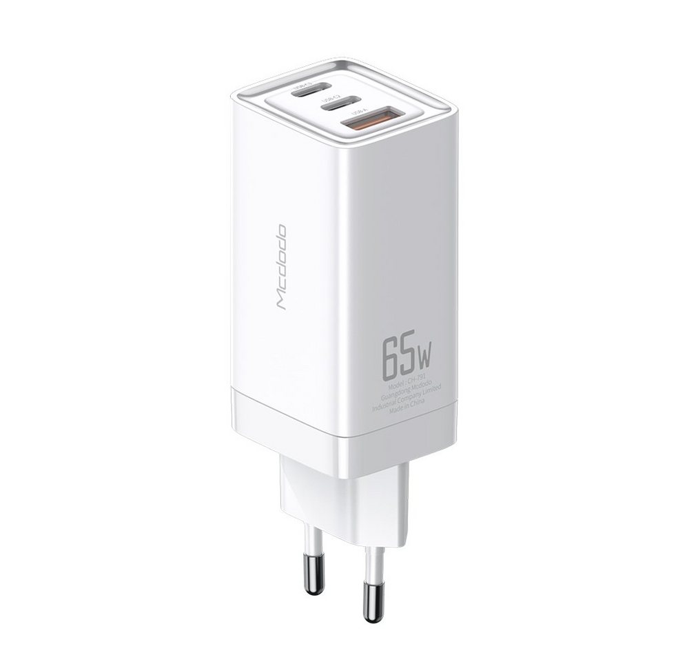 mcdodo 65W GaN Wandladegerät 2xPD USB-C 1xUSB Anschluss Schnellladegerät weiß Smartphone-Ladegerät von mcdodo