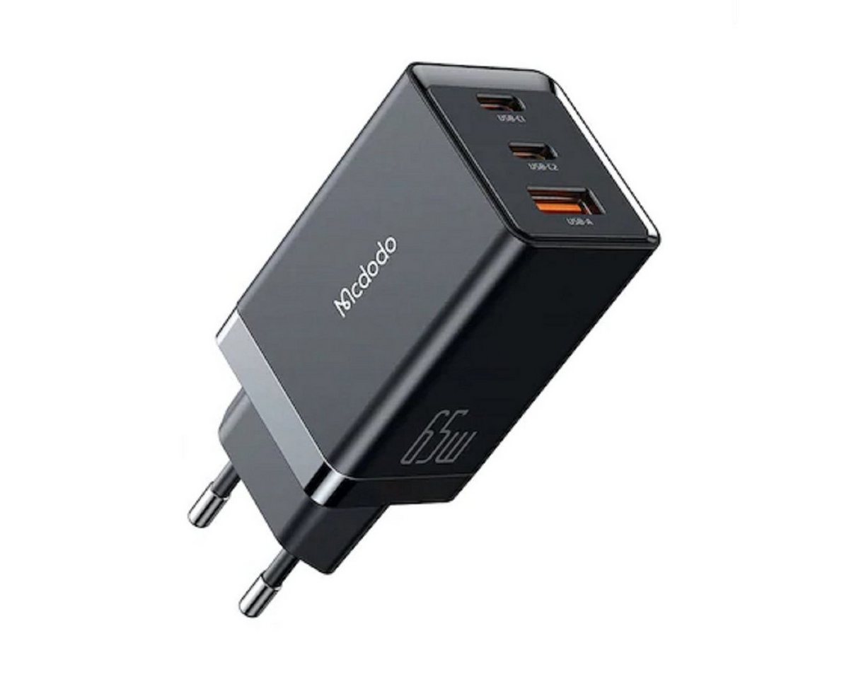 mcdodo 65W Gan 5 Pro 2x Usb-C 1x Usb-A Ladeadapter Schnellladegerät Schwarz USB-Ladegerät mcdodo 65W Gan 5 Pro 2x Usb-C 1x Usb-A Ladeadapter Schnellladegerät Schwarz USB-Ladegerät von mcdodo