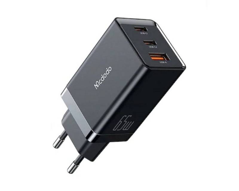 mcdodo 65W Gan 5 Pro 2x Usb-C 1x Usb-A Ladeadapter Schnellladegerät Schwarz USB-Ladegerät von mcdodo