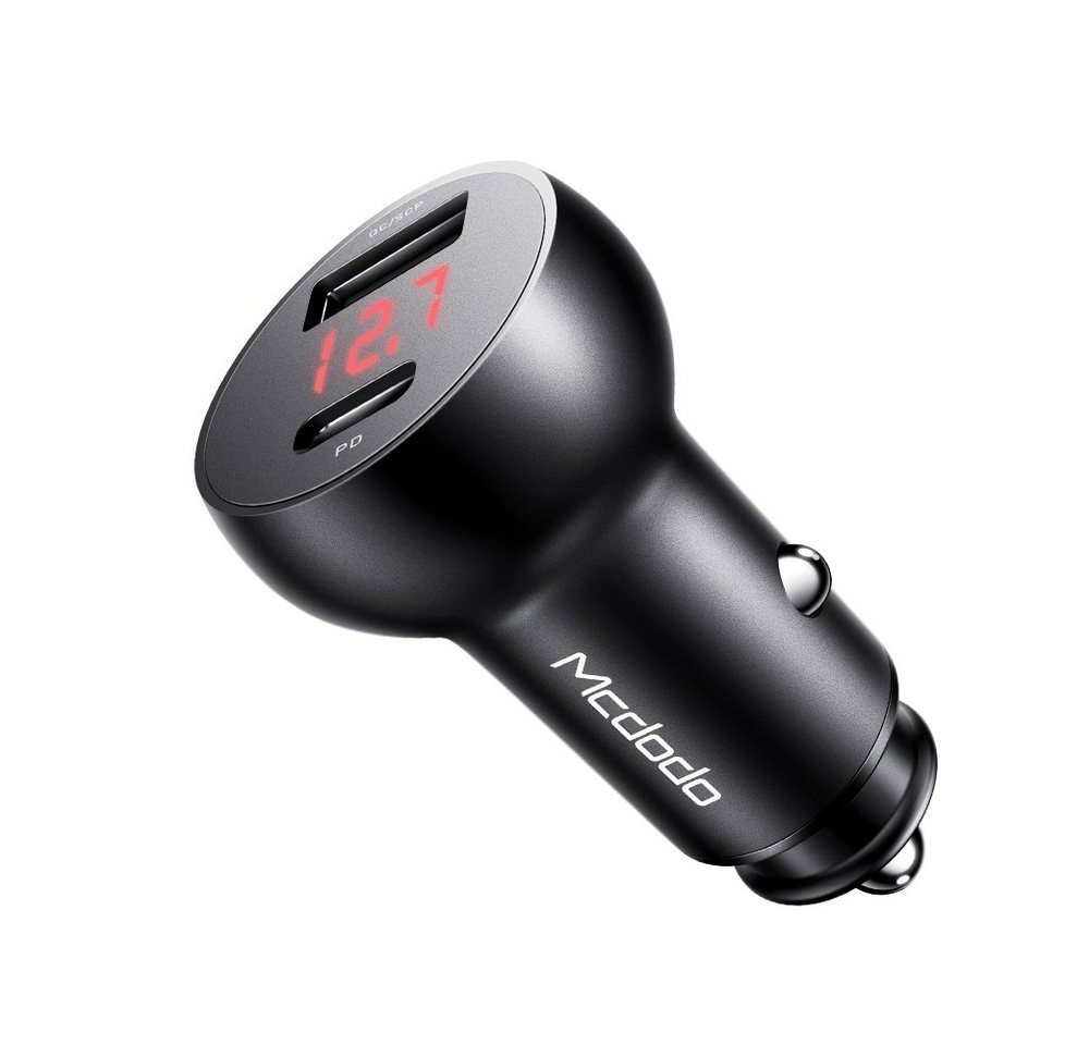 mcdodo KFZ Autoladegerät Quick Charge USB 2xUSB Typ-C 30W LED Schwarz KFZ Adapter von mcdodo