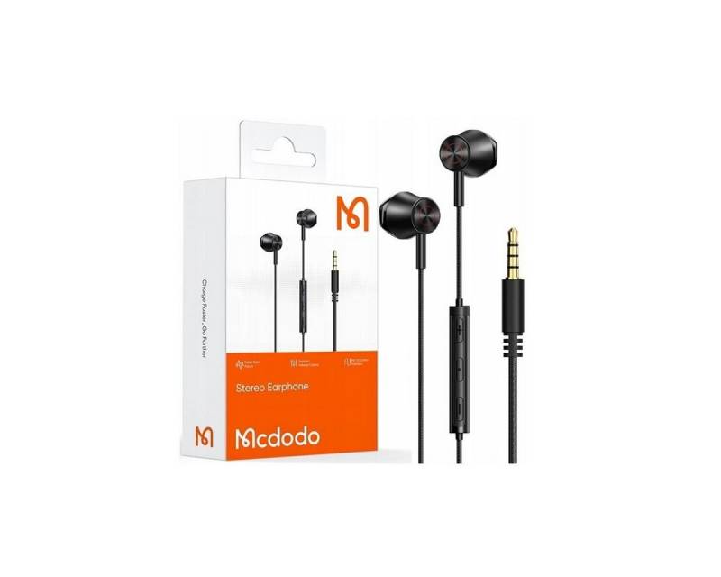 mcdodo Kabelgebundene In-Ear Kopfhörer 3,5mm Aux (schwarz) In-Ear-Kopfhörer von mcdodo
