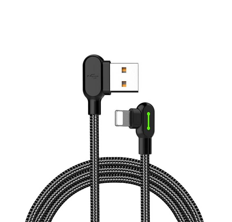 mcdodo LED 90 Grad M Ladekabel Winkel USB Kabel Nylon geflochten USB-Kabel, Standard-USB, Lightning (180 cm), Winkelstecker von mcdodo