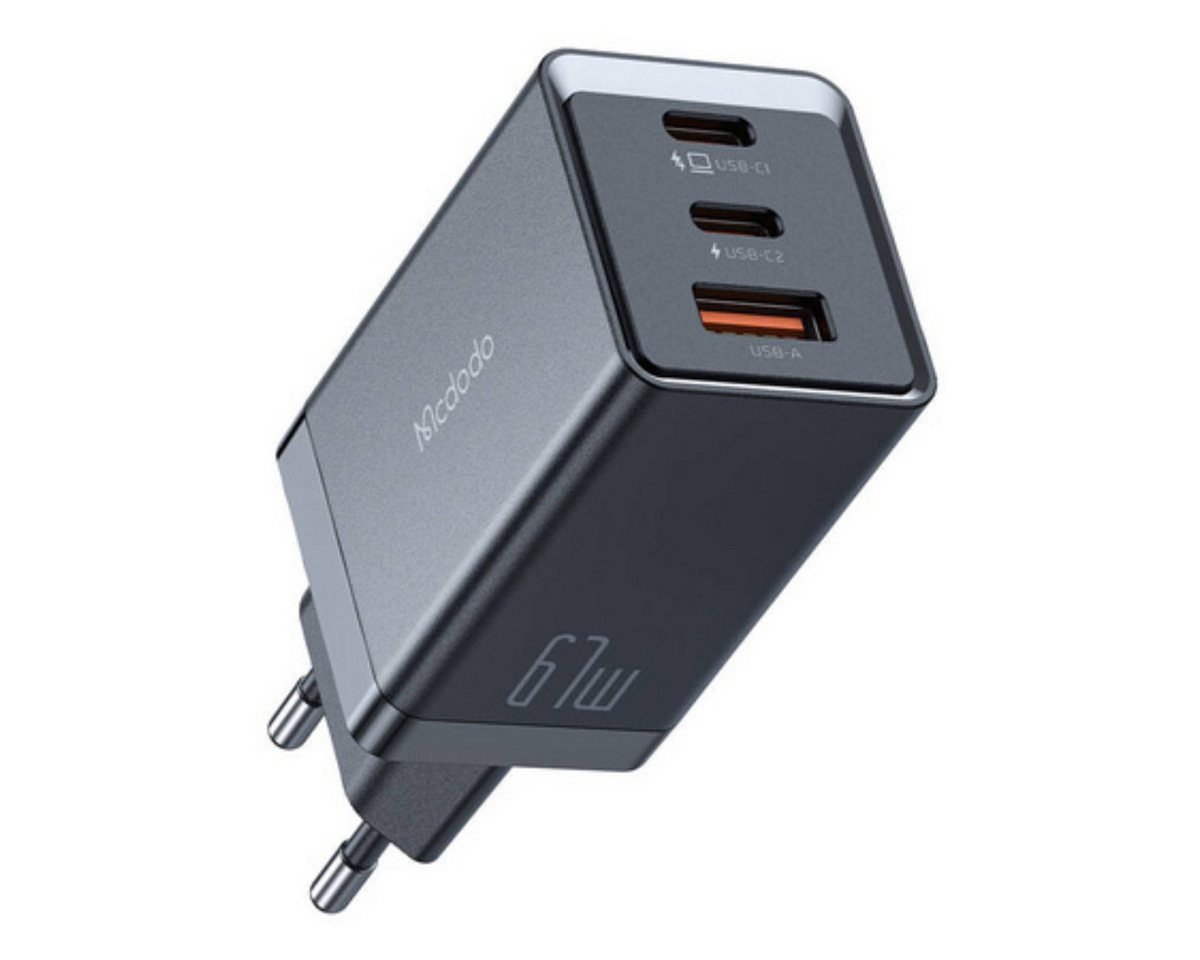 mcdodo Mcdodo CH-1541 GaN Wandladegerät, 2x USB-C, 1x USB, 67W (schwarz) Netzteil von mcdodo