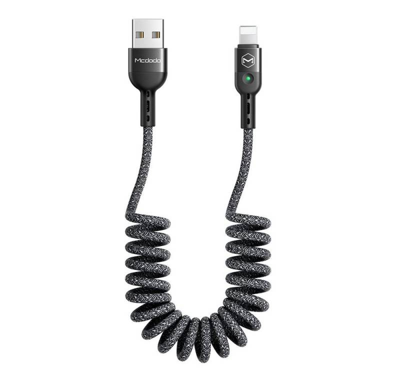 mcdodo Spiral-USB-Kabel, einziehbares Kabel, Datensynchronisation, Ladekabel Autoladekabel, Standard-USB, Lightning von mcdodo