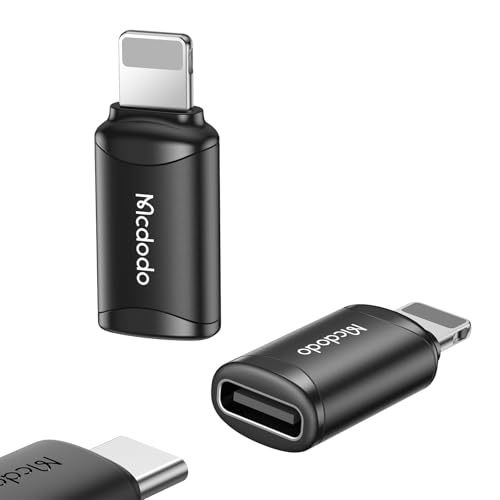 mcdodo USB C auf Lightning Adapter 2 Stück iPhone USB C Adapter USB-C-Buchse auf iOS-Stecker Unterstützt PD Schnellladung und Datensynchronisierung Kompatibel mit Lightning von mcdodo