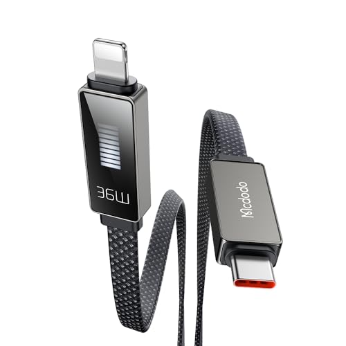 Mcdodo USB C auf USB C Kabel,Neue Rhythmus Bildschirmanzeige 1.2 m,schnelles Aufladen Nylon Typ C Datenkabel für iPhone 15/iPad Pro/Air/Mini 6, Samsung S22/21/20/Note20, Switch (USB C auf Lightning) von Mcdodo