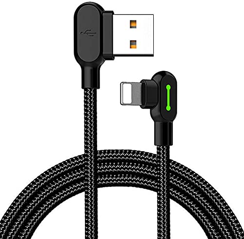 mcdodo - USB-Kabel – Lightning 90 Grad abgewinkelt, LED, 1,8 m, Schwarz von mcdodo