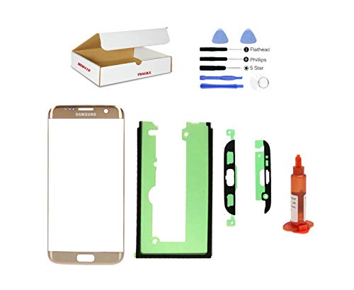 MD0410 Reparatur-Set für Samsung Galaxy S7 Edge Handy Modell G935 – Front Outer Lens Glas Ersatz mit Werkzeug (Gold) von md0410