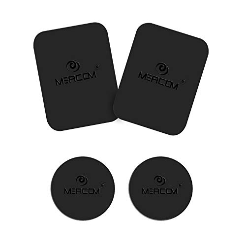 meacom Metallplättchen Set 4 Stück Handy Halterung Metall Plättchen Ersatz 3M-Rückseite Magnet KFZ Halterungen Metallplatte Phone Halter Platte für Handy und GPS（2 Rechteck und 2 Runde） von meacom