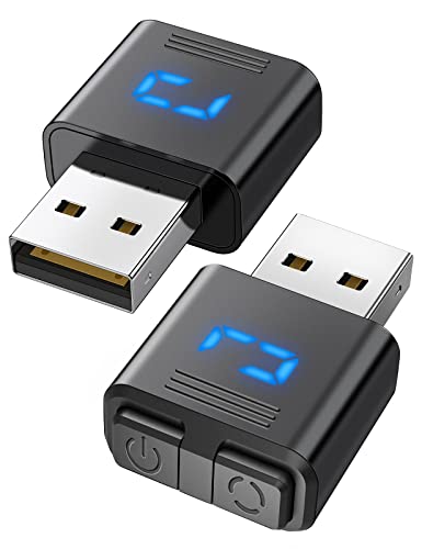 meatanty (2 Stück) USB Maus Jiggler, Unsichtbar, mit Modus und EIN/Aus, digitales Display und Schutzabdeckung, unterstützt mehrere Tracks, treiberfrei, Plug-and-Play, hält den PC wach von meatanty